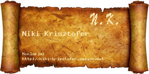 Niki Krisztofer névjegykártya